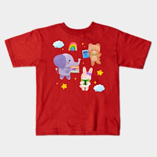 Elephant Bear Rabbit Watercolor Kids T-Shirt